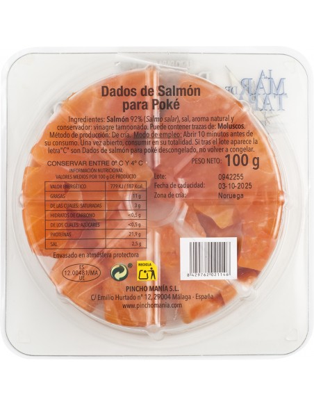 La Mar de Tapas - Dados de salmón para poké 100 g